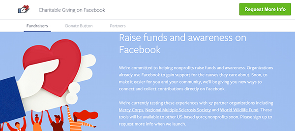 facebook fundraisers and donate now buttons