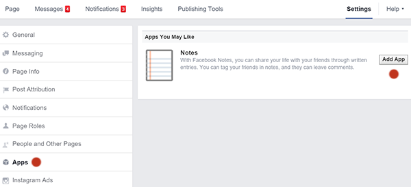 Add the Facebook Notes App